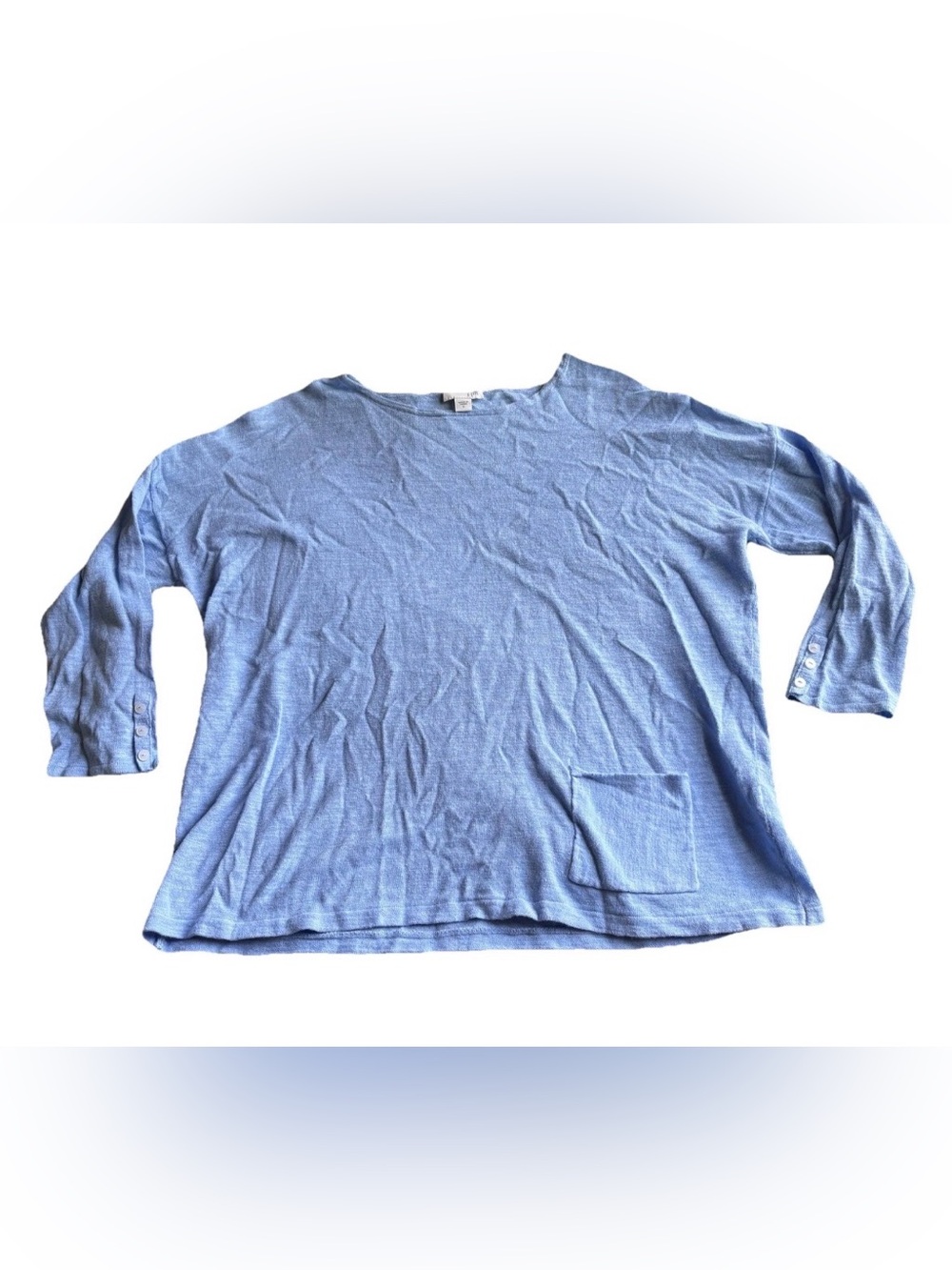 J. Jill Women’s S Linen Cotton Shirt Blue Button Pocket Lightweight Summer